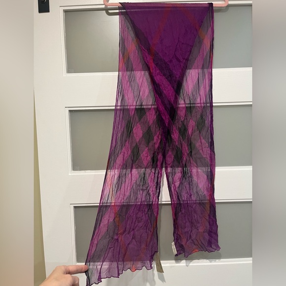Burberry lightweight silk Purple and Black Sheer Scarf - Picture 2 of 9